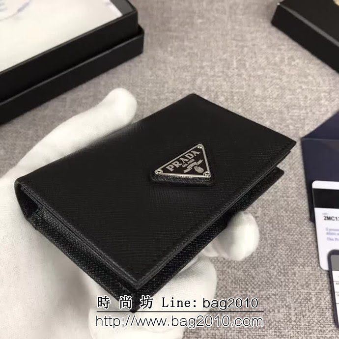 PRADA普拉達 專櫃最新爆款 頂級原單十字紋牛皮 男士卡包 2MC122 DD1765